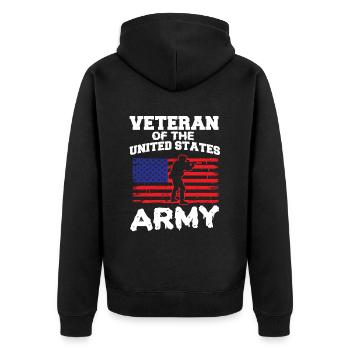 Vietnam Veteran USA Geschenk - Unisex Premium Bio Zip Hoodie - Schwarz - Hinten - Nico (187cm)