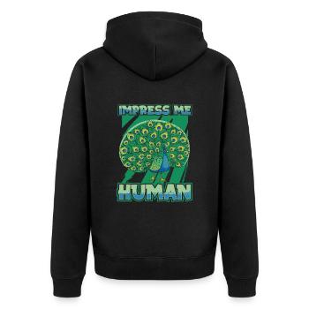 Peacock Bird - Unisex Premium Organic Zip Hoodie - black - Back - Nico (187cm)