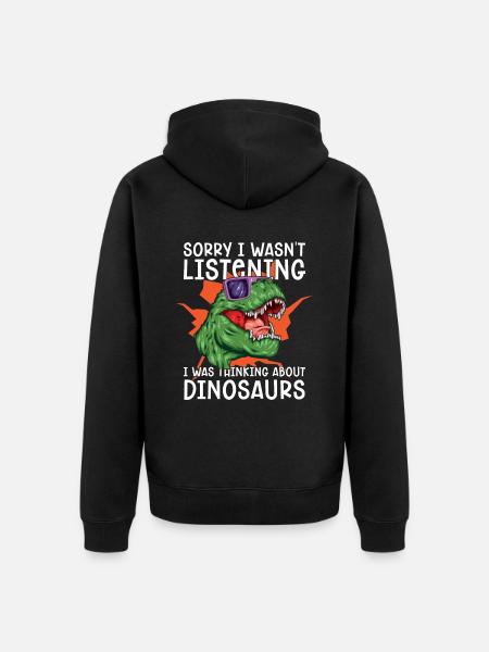 Dinosaur Dino Paleonthologist - Unisex Premium Organic Zip Hoodie - black