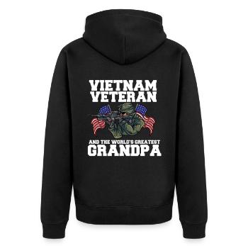 Vietnam Veteran USA Geschenk - Unisex Premium Bio Zip Hoodie - Schwarz - Hinten - Nico (187cm)