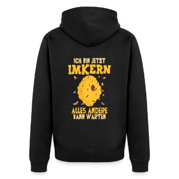 Bienenzüchter Imker - Unisex Premium Bio Zip Hoodie - Schwarz - Hinten - Nico (187cm)