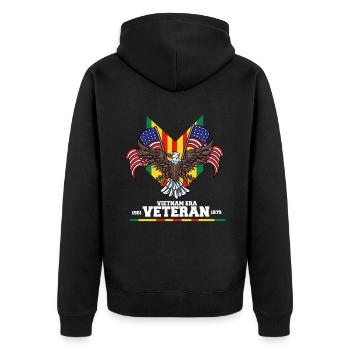 Vietnam Veteran USA Geschenk - Unisex Premium Bio Zip Hoodie - Schwarz - Hinten - Nico (187cm)