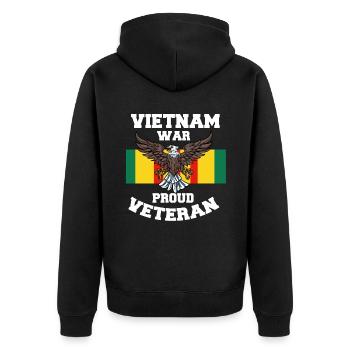 Vietnam Veteran USA Geschenk - Unisex Premium Bio Zip Hoodie - Schwarz - Hinten - Nico (187cm)