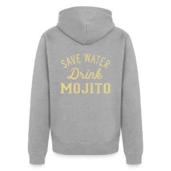 Sparen Sie Wassergetränk Mojito - Unisex Premium Bio Zip Hoodie - Grau meliert - Hinten - Nico (187cm)