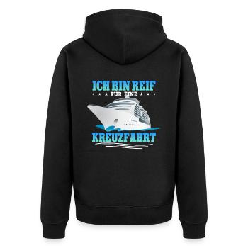 Kreuzfahrt - Unisex Premium Bio Zip Hoodie - Schwarz - Hinten - Nico (187cm)