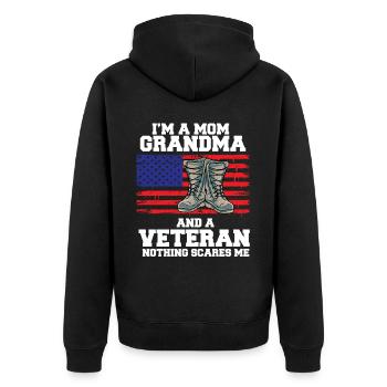 Vietnam Veteran USA Geschenk - Unisex Premium Bio Zip Hoodie - Schwarz - Hinten - Nico (187cm)
