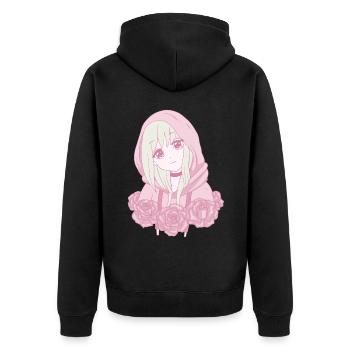 Danish Pastel Aesthetic Sad Anime Girl R - Unisex Premium Organic Zip Hoodie - black - Back - Nico (187cm)