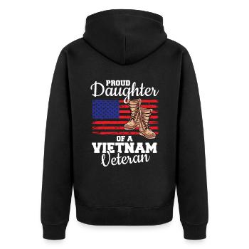 Vietnam Veteran USA Geschenk - Unisex Premium Bio Zip Hoodie - Schwarz - Hinten - Nico (187cm)