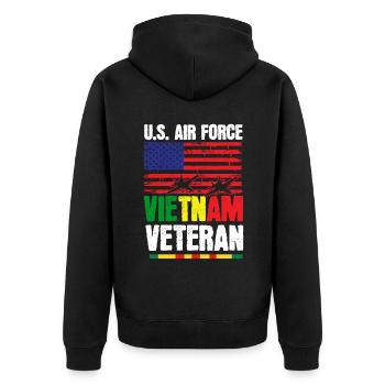 Vietnam Veteran USA Geschenk - Unisex Premium Bio Zip Hoodie - Schwarz - Hinten - Nico (187cm)