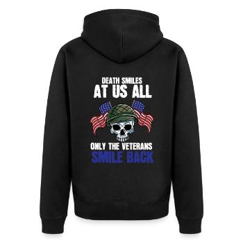 Vietnam Veteran USA Geschenk - Unisex Premium Bio Zip Hoodie - Schwarz - Hinten - Nico (187cm)