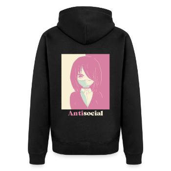 Danish Pastel Aesthetic Antisocial Anime Girl - Unisex Premium Organic Zip Hoodie - black - Back - Nico (187cm)
