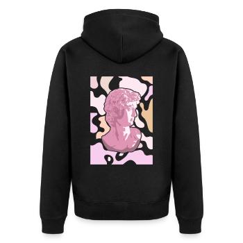 Dänische Pastell-Ästhetik David Statue Michelangel - Unisex Premium Bio Zip Hoodie - Schwarz - Hinten - Nico (187cm)