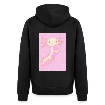 Esthétique pastel danoise Kawaii Axolotl - Veste à capuche bio Premium Unisexe - noir - Dos - Nico (187cm)