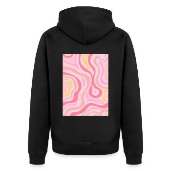 Dänische Pastell-Ästhetik Abstraktes Muster - Unisex Premium Bio Zip Hoodie - Schwarz - Hinten - Nico (187cm)
