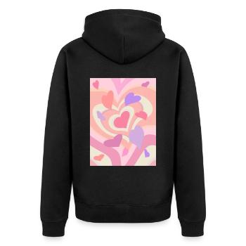 Danish Pastel Aesthetic Heart Pattern - Unisex Premium Organic Zip Hoodie - black - Back - Nico (187cm)