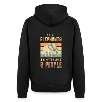 I Like Elephants And Maybe 3 People Elephant Lover - Unisex Premium Organic Zip Hoodie - black - Back - Nico (187cm)