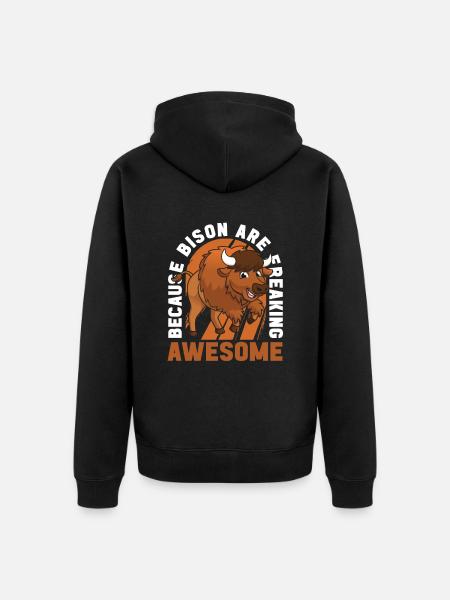 American Bison Buffalo - Unisex Premium Organic Zip Hoodie - black