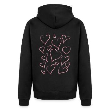 Danish Pastel Aesthetics Abstract Heart Pattern - Unisex Premium Organic Zip Hoodie - black - Back - Nico (187cm)