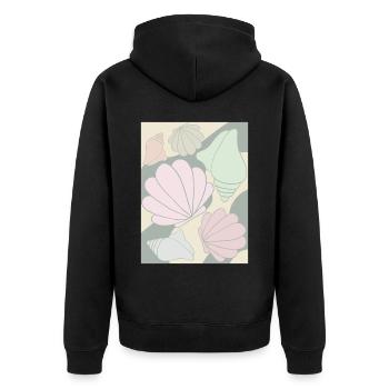 Dänische Pastell-Ästhetik Muschel - Unisex Premium Bio Zip Hoodie - Schwarz - Hinten - Nico (187cm)