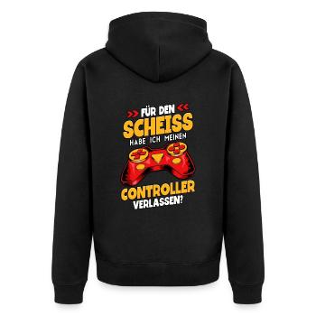 Zocken Gaming - Unisex Premium Bio Zip Hoodie - Schwarz - Hinten - Nico (187cm)
