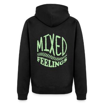Dänische Pastell-Ästhetik Gemischte Gefühle - Unisex Premium Bio Zip Hoodie - Schwarz - Hinten - Nico (187cm)