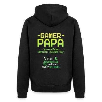 Jeu de hasard Gamer Papa - Veste à capuche bio Premium Unisexe - noir - Dos - Nico (187cm)