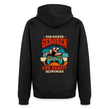 Zocken Gaming - Unisex Premium Organic Zip Hoodie - black - Back - Nico (187cm)
