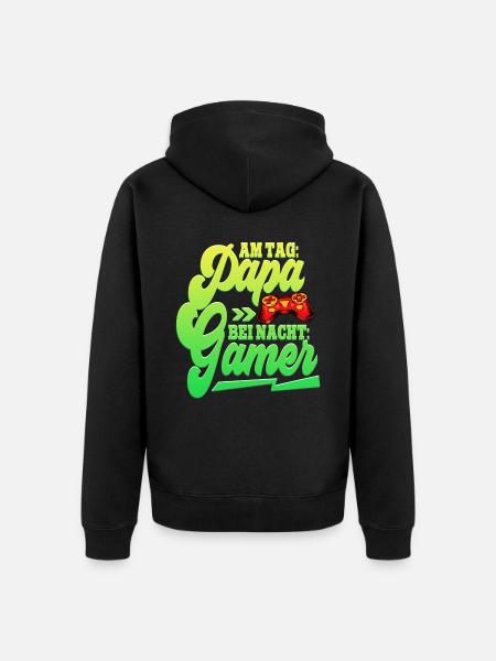 Zocken Gaming Papa - Unisex Premium Organic Zip Hoodie - black
