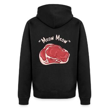 Meatcore Aesthetics Meow-Meow Meat - Unisex Premium Organic Zip Hoodie - black - Back - Nico (187cm)