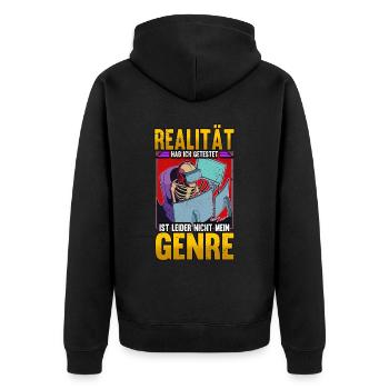 Zocken Gaming - Unisex Premium Bio Zip Hoodie - Schwarz - Hinten - Nico (187cm)