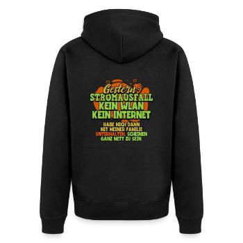 Gestern Stromausfall Zocken Gaming - Unisex Premium Bio Zip Hoodie - Schwarz - Hinten - Nico (187cm)