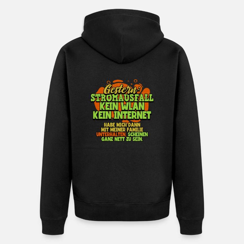 Gestern Stromausfall Zocken Gaming - Unisex Premium Bio Zip Hoodie - Schwarz