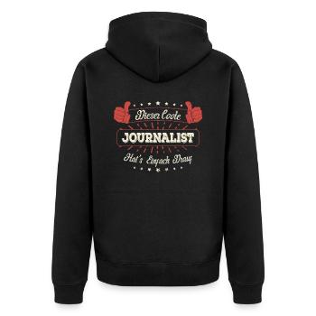 Dieser Coole Journalist Geschenk Kollegen Spruch - Unisex Premium Bio Zip Hoodie - Schwarz - Hinten - Nico (187cm)
