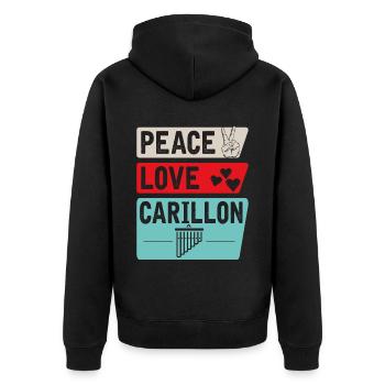 Peace Love Carillon Bell Ringer Music - Unisex Premium Organic Zip Hoodie - black - Back - Nico (187cm)