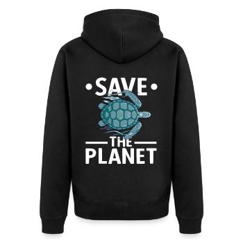 Tortue Protection de l’environnement Planète Océan Faune Lac - Veste à capuche bio Premium Unisexe - noir - Dos - Nico (187cm)