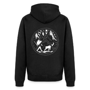 Wandern Im Freien Frieden Und Liebe - Unisex Premium Bio Zip Hoodie - Schwarz - Hinten - Nico (187cm)