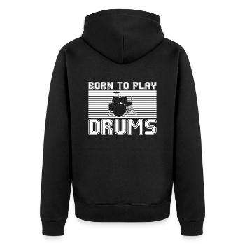 Schlagzeug - Unisex Premium Bio Zip Hoodie - Schwarz - Hinten - Nico (187cm)