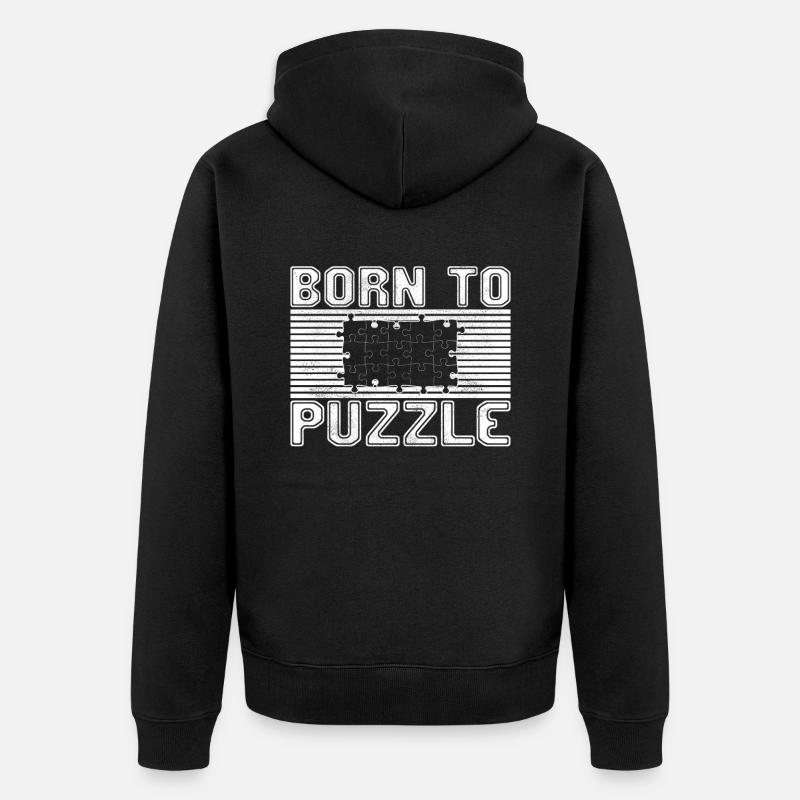 Puzzeln - Unisex Premium Bio Zip Hoodie - Schwarz