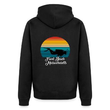 Front Beach Massachusetts Plongée - Veste à capuche bio Premium Unisexe - noir - Dos - Nico (187cm)