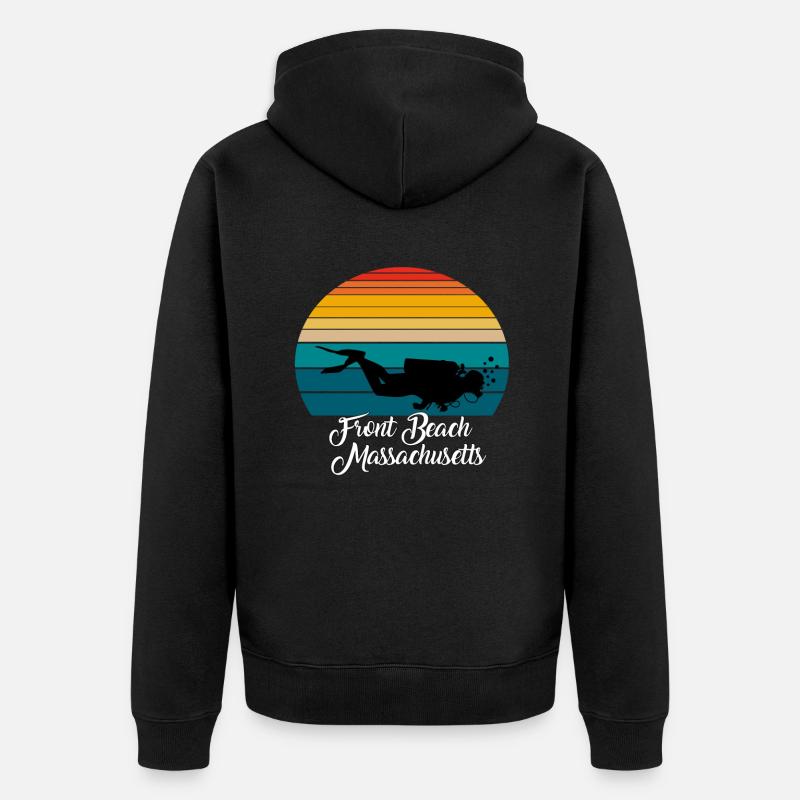 Front Beach Massachusetts Plongée - Veste à capuche bio Premium Unisexe - noir