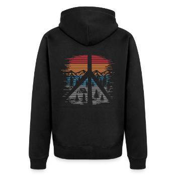 Wandern Im Freien Frieden Und Liebe - Unisex Premium Bio Zip Hoodie - Schwarz - Hinten - Nico (187cm)