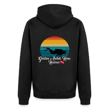 Golden Arches Kona Hawaii Diving - Unisex Premium Organic Zip Hoodie - black - Back - Nico (187cm)