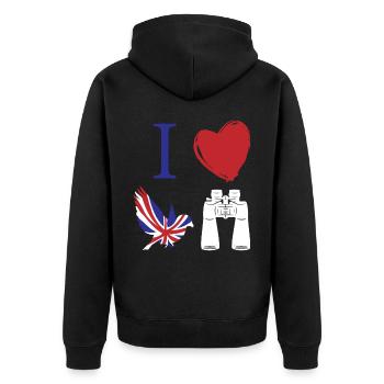 Vogelbeobachtung, Ornithologie - Unisex Premium Bio Zip Hoodie - Schwarz - Hinten - Nico (187cm)