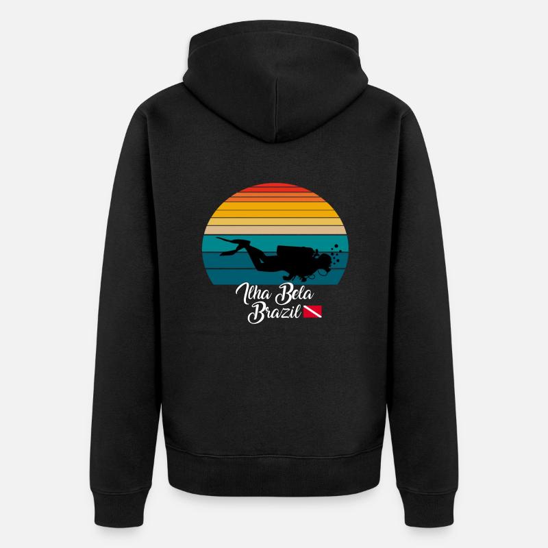 Ilha Bela Brésil Plongée - Veste à capuche bio Premium Unisexe - noir