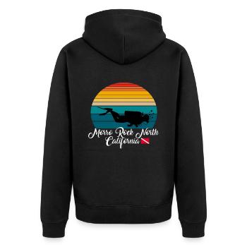 Morro Rock North California Diving - Unisex Premium Bio Zip Hoodie - Schwarz - Hinten - Nico (187cm)