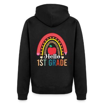 First Day Of School Hello First 1st Grade Teacher - Unisex Premium Organic Zip Hoodie - black - Back - Nico (187cm)