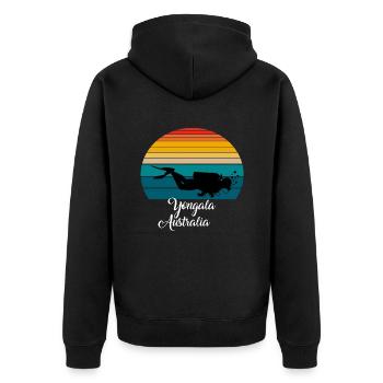 Yongala Australia Diving - Unisex Premium Bio Zip Hoodie - Schwarz - Hinten - Nico (187cm)