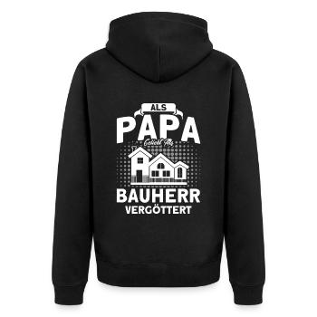 Als Papa Geliebt Bauherr Bauleiter - Unisex Premium Bio Zip Hoodie - Schwarz - Hinten - Nico (187cm)