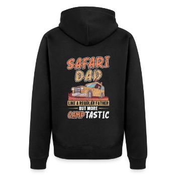 Safari Père - Safari En Famille - Veste à capuche bio Premium Unisexe - noir - Dos - Nico (187cm)