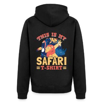 Familiensafari - Das Ist Meine Safari - Unisex Premium Bio Zip Hoodie - Schwarz - Hinten - Nico (187cm)